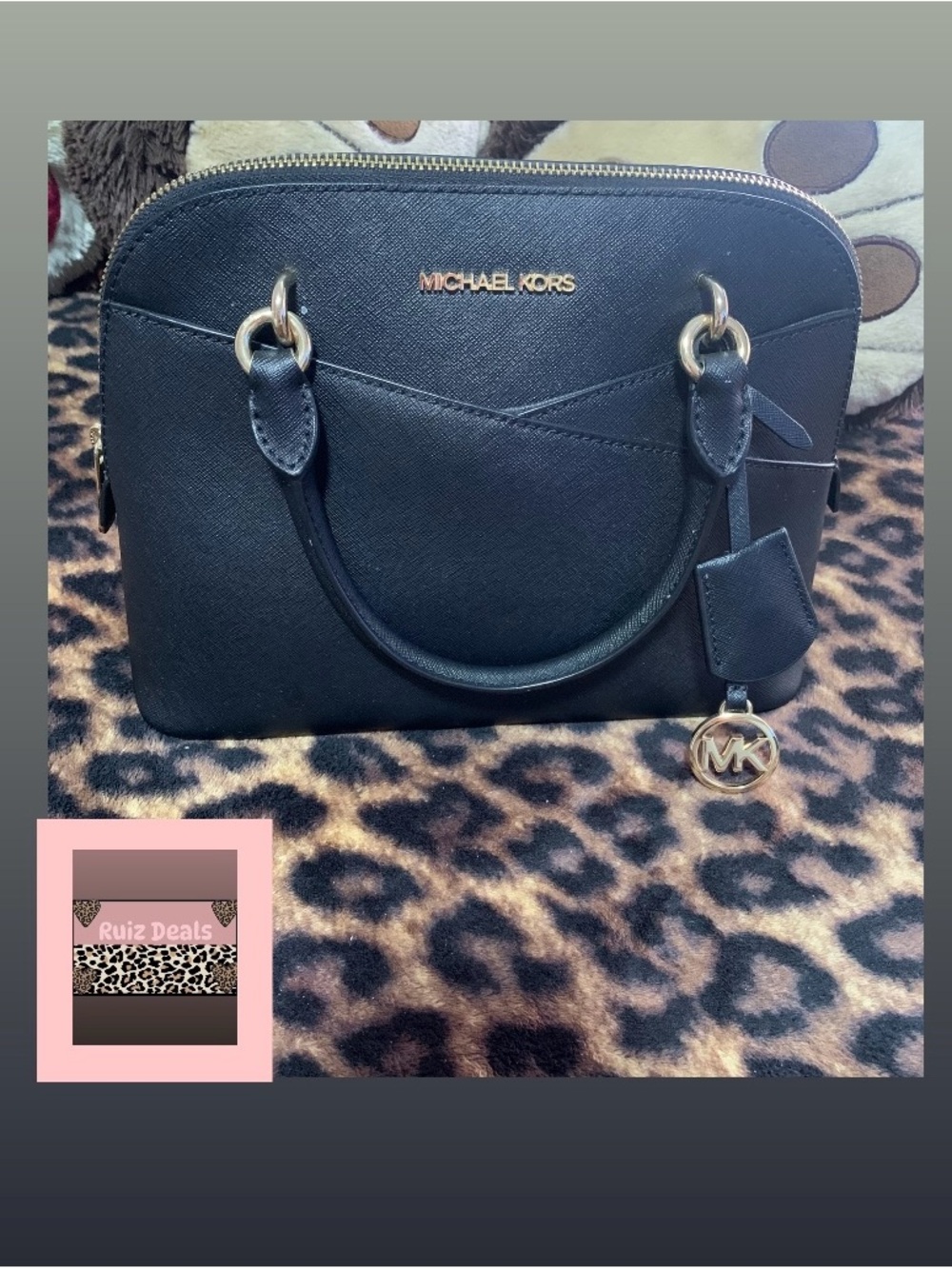 Michael Kors Black Dome Satchel with Gold Hardware